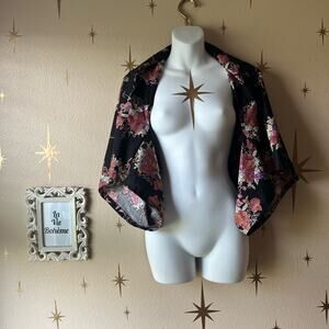 Original handmade luxury cotton BOLERO kimono fits sizes S – L black pink gold